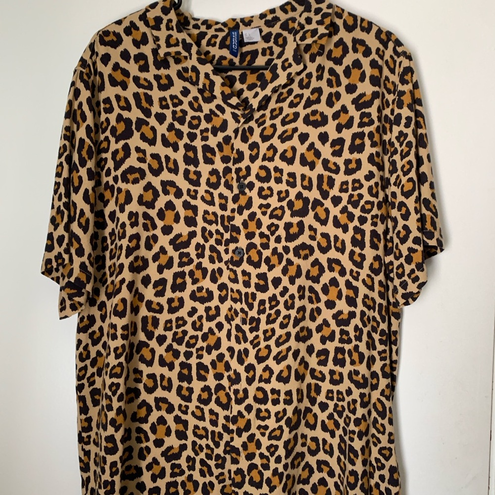 Leopard Print Button-Up Resort Shirt